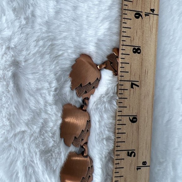 Vintage Necklace Leaf Bronze Copper Tone Jewelry W/ Earrings - Picture 11 of 14